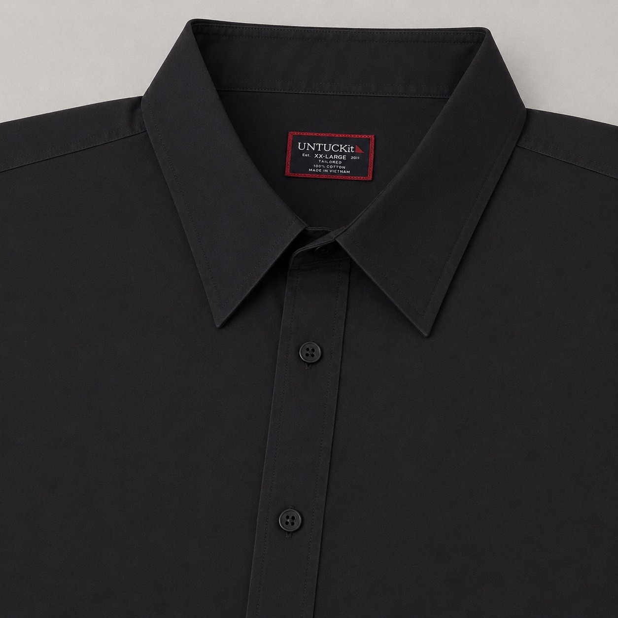 Untuckit Button Down Shirt Mens Xxl Tall Slim Black Short Sleeve Cotton Tailored